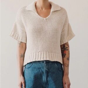 Cordera cotton polo sweater in Natural